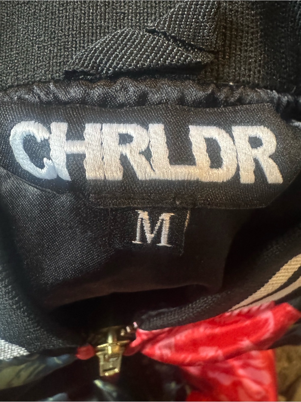 CHRLDR Black Satin Bomber Jacket with Red Rose Print - Picture 6 of 6
